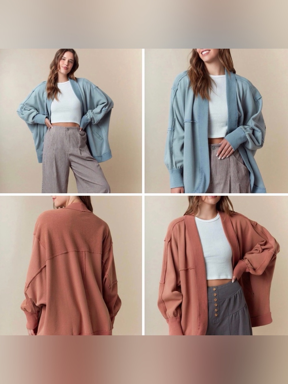 New fantastic fawn sweatshirt cardigan Terry blue or rust brown  med large